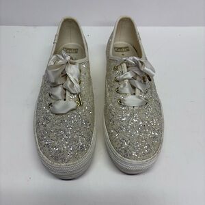 Keds + Kate Spade Women's Glitter Sneakers  White Size 6.5